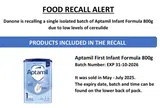 Cảnh báo ngừng sử dụng sữa Aptamil Infant Formula 800g do nhiễm độc tố