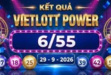 Vietlott 29/9 - Kết quả xổ số Vietlott Power 6/55 hôm nay 29/9/2026