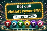 Vietlott 8/10 - Kết quả xổ số Vietlott Power 6/55 hôm nay 8/10/2026