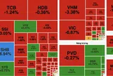 VN-Index giảm hơn 14 điểm, nhóm tài chính và bất động sản gây áp lực