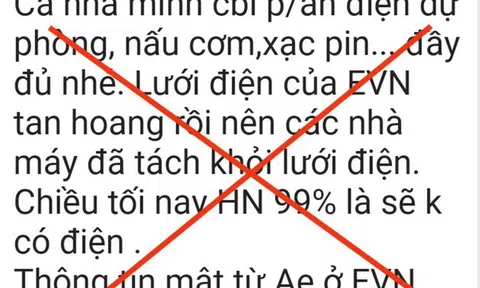 Thông tin cắt điện toàn Hà Nội vì bão số 3 là tin giả