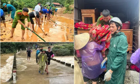 Xúc động hình ảnh chiến sĩ công an giúp dân khắc phục hậu quả sau bão