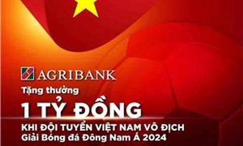 Agribank sẽ trao thưởng 1 tỷ đồng khi Đội tuyển Nam Quốc gia Việt Nam vô địch Giải Bóng đá Đông Nam Á 2024