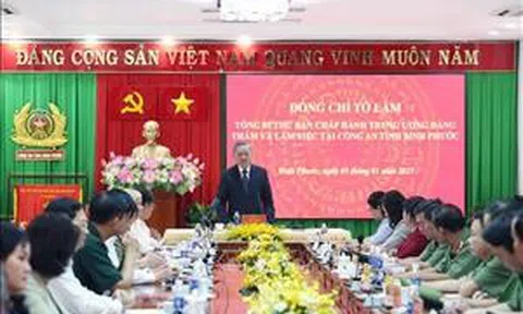 Tổng Bí thư Tô Lâm thăm và làm việc tại Công an tỉnh Bình Phước