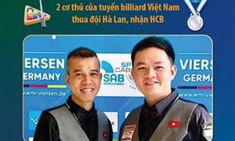 Giải billiards carom 3 băng đồng đội thế giới 2025: Việt Nam giành Huy chương Bạc