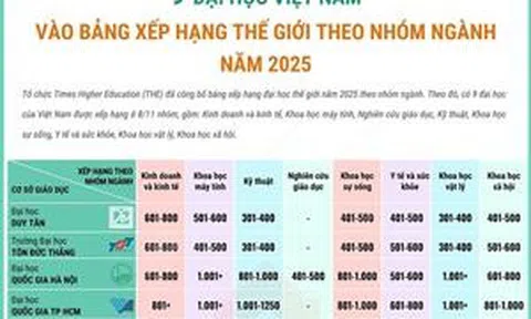 9 đại học Việt Nam vào bảng xếp hạng thế giới theo nhóm ngành năm 2025