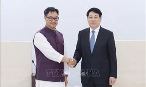 Chủ tịch nước Lương Cường tiếp Bộ trưởng Các vấn đề Nghị viện và Dân tộc thiểu số Ấn Độ