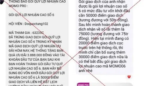 Cảnh báo thủ đoạn lừa đảo khi tham gia đầu tư qua ứng dụng MoMo Pro giả mạo