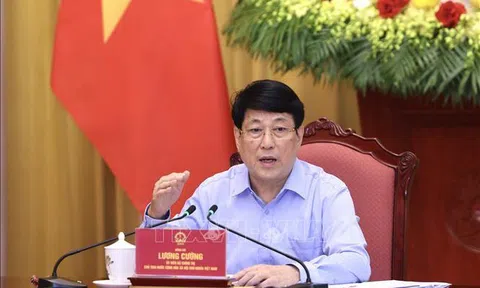 Chủ tịch nước Lương Cường làm việc với Văn phòng Chủ tịch nước về các nhiệm vụ trọng tâm thời gian tới
