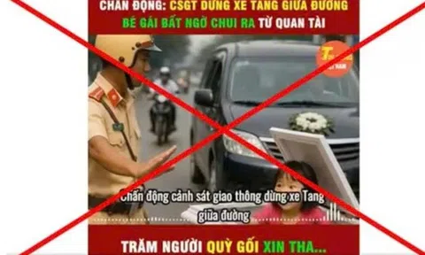 Video có tiêu đề “Chấn động: CSGT dừng xe tang giữa đường, bé gái bất ngờ chui ra từ quan tài” là sai sự thật