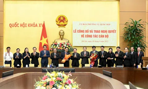 Chủ tịch Quốc hội Trần Thanh Mẫn dự Lễ công bố và trao nghị quyết về công tác cán bộ