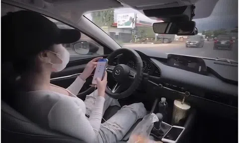Xác minh clip cô gái thả 2 tay, lướt điện thoại khi lái ô tô