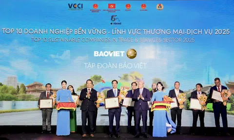 Tập đoàn Bảo Việt nhận danh hiệu Ngôi sao CSI, 10 năm liên tiếp được vinh danh 'Top 10 Doanh nghiệp bền vững nhất Việt Nam'