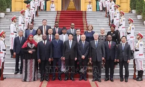 Chủ tịch nước Lương Cường tiếp đại sứ các nước trình Quốc thư