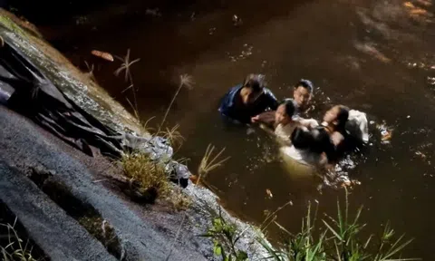 Giây phút hai cha con dũng cảm nhảy xuống kênh nước sâu cứu 3 người bị tai nạn