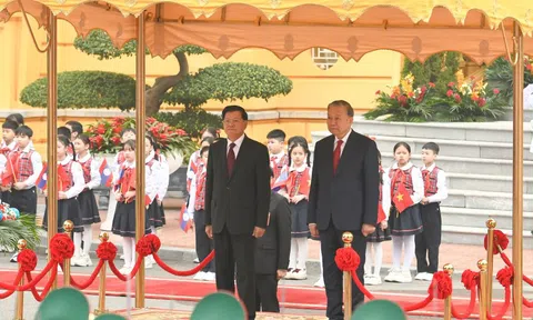 Tổng Bí thư Tô Lâm chủ trì Lễ đón Tổng Bí thư, Chủ tịch nước Lào Thongloun Sisoulith