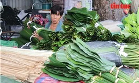 Chợ lá dong lớn nhất TP Hồ Chí Minh vào mùa Tết