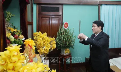 Chủ tịch nước Lương Cường dâng hương tưởng niệm Chủ tịch Hồ Chí Minh tại Nhà 67