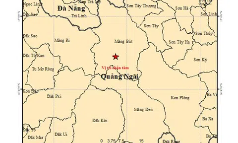6 trận động đất xảy ra tại xã Măng Bút, tỉnh Quảng Ngãi, có trận 4 độ