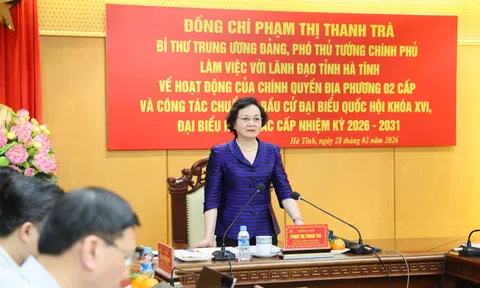 Phó Thủ tướng Phạm Thị Thanh Trà làm việc với Hà Tĩnh về vận hành chính quyền địa phương hai cấp và công tác bầu cử