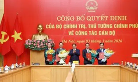 Thủ tướng trao quyết định chỉ định Phó Bí thư Đảng ủy Chính phủ và bổ nhiệm lãnh đạo 4 bộ, cơ quan ngang Bộ