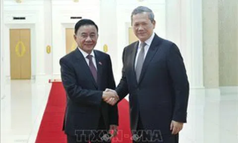 Thường trực Ban Bí thư Trần Cẩm Tú hội kiến Thủ tướng Campuchia Hun Manet