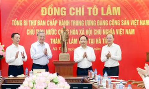 Tổng Bí thư, Chủ tịch nước Tô Lâm: Hà Tĩnh khơi dậy khát vọng phát triển, quyết tâm đạt mục tiêu tăng trưởng nhanh, bền vững