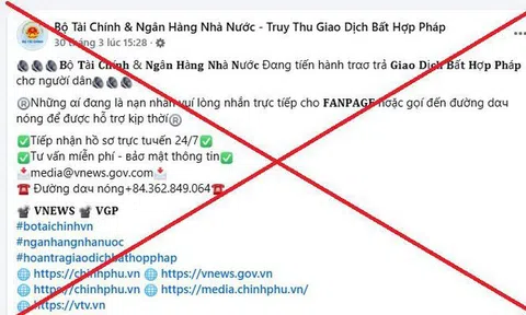 Cảnh báo thủ đoạn giả mạo trang facebook Bộ Tài chính để lừa đảo