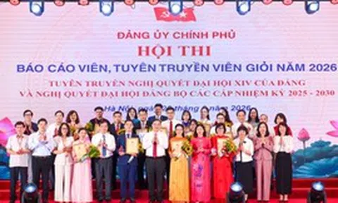 Trao giải Hội thi báo cáo viên, tuyên truyền viên giỏi Đảng bộ Chính phủ năm 2026