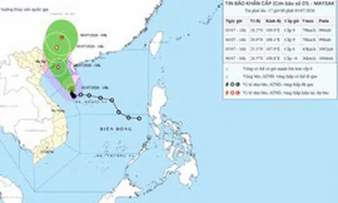 Bão MAYSAK có khả năng đổi hướng di chuyển, hoàn lưu tác động lớn đến khu vực Đông Bắc Bộ