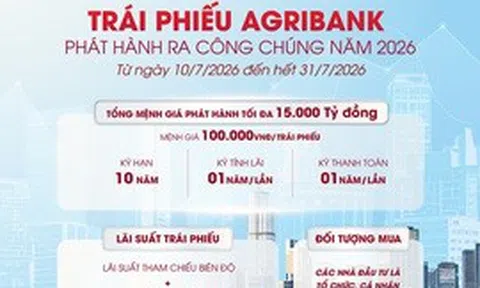 Agribank chào bán 15 nghìn tỷ đồng trái phiếu ra công chúng năm 2026