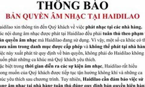 Haidilao bất ngờ thông báo lý do không phát nhạc theo khách hàng mong muốn