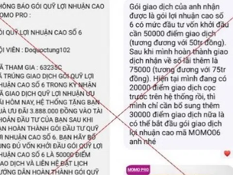 Cảnh báo thủ đoạn lừa đảo khi tham gia đầu tư qua ứng dụng MoMo Pro giả mạo