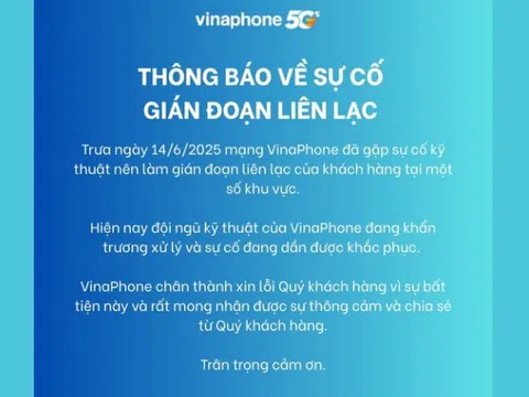 Vinaphone đã khắc phục xong sự cố mất sóng trên diện rộng