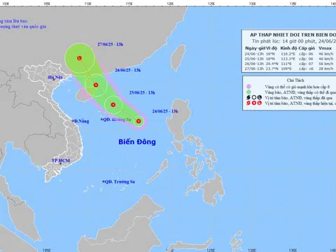 Xuất hiện áp thấp nhiệt đới trên Biển Đông