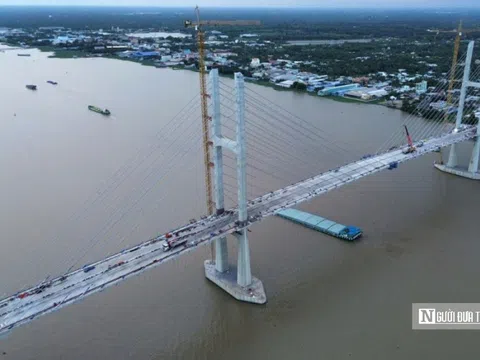 Dự án cầu hơn 6.800 tỷ đồng bắc qua sông Tiền đã hoàn thành 95%