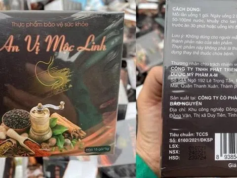 Bộ Y tế cảnh báo người tiêu dùng không sử dụng sản phẩm bảo vệ sức khỏe An vị Mộc Linh