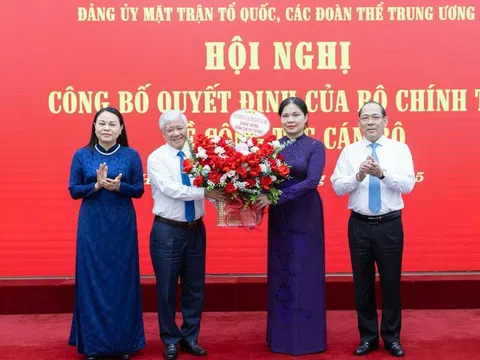Bộ Chính trị chỉ định nhân sự mới tham gia Ban Thường vụ Đảng ủy MTTQ, các đoàn thể Trung ương