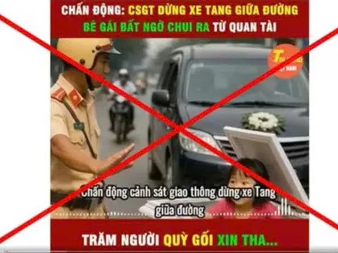 Video có tiêu đề “Chấn động: CSGT dừng xe tang giữa đường, bé gái bất ngờ chui ra từ quan tài” là sai sự thật