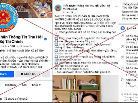 Cảnh báo trang Facebook tích xanh giả mạo Bộ Tài Chính hỗ trợ lấy lại tiền bị lừa