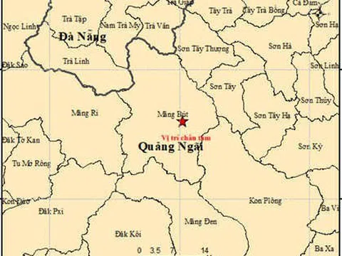 Động đất 4.5 độ tại xã Măng Bút, tỉnh Quảng Ngãi