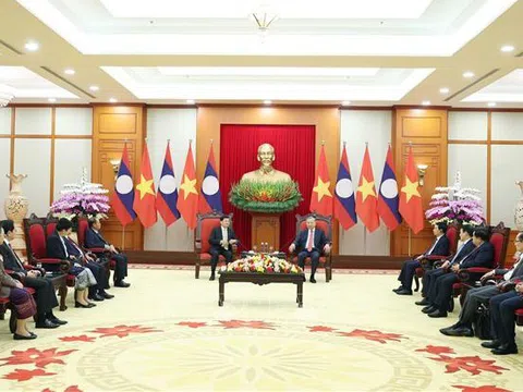 Tổng Bí thư Tô Lâm tiếp Tổng Bí thư, Chủ tịch nước Lào Thongloun Sisoulith nhân dịp dự Lễ mở ký Công ước Hà Nội