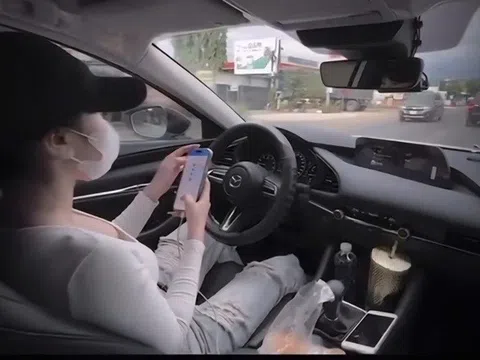 Xác minh clip cô gái thả 2 tay, lướt điện thoại khi lái ô tô