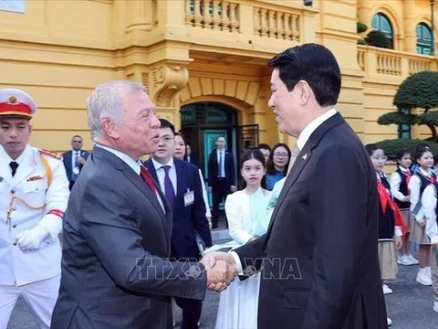 Chủ tịch nước Lương Cường chủ trì lễ đón chính thức Quốc vương Jordan