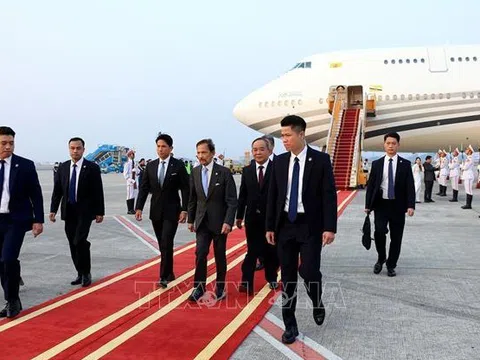 Quốc vương Brunei Darussalam đến Hà Nội, bắt đầu chuyến thăm cấp Nhà nước tới Việt Nam
