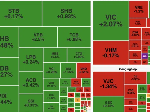 Cổ phiếu QCG, DGC tạo điểm nhấn trong phiên VN-Index tăng 12 điểm