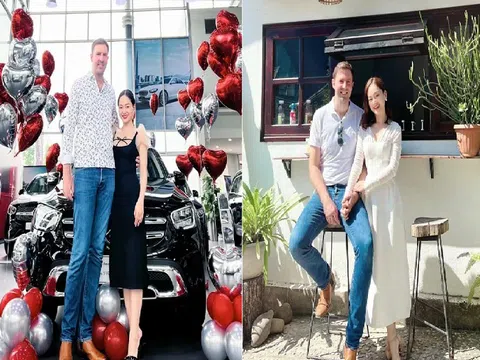 Diễn viên Lan Phương và chồng tây cao 2m thông báo tin vui