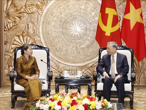 Tổng Bí thư Tô Lâm tiếp Đoàn đại biểu Đảng Nhân dân Campuchia