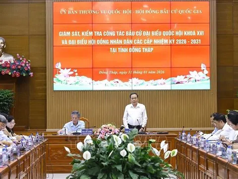 Chủ tịch Quốc hội Trần Thanh Mẫn làm việc với Ủy ban Bầu cử tỉnh Đồng Tháp