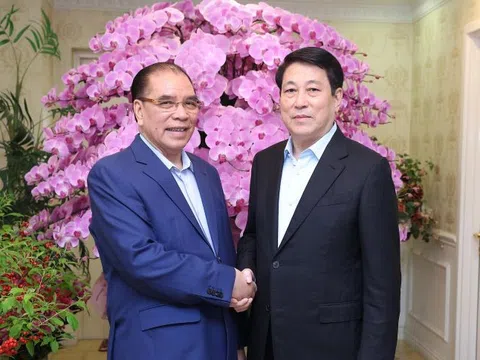 Chủ tịch nước Lương Cường chúc Tết nguyên Tổng Bí thư Nông Đức Mạnh